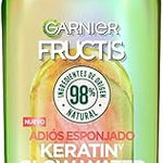 Garnier Fructis Adiós Esponjado Tratamiento Keratin Glow Water Antifrizz, 180ml 10X mas Suave, Brillo Efecto Espejo con Oleo de Argán y Keratina Liquida