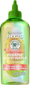 Garnier Fructis Adiós Esponjado Tratamiento Keratin Glow Water Antifrizz, 180ml 10X mas Suave, Brillo Efecto Espejo con Oleo de Argán y Keratina Liquida