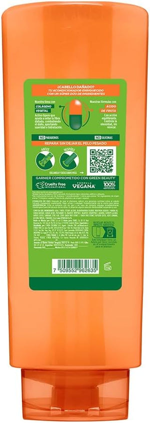 Garnier Fructis Borrador de Daño Control Grasa Acondicionador 650ml para Cabello Dañado y Raíces Grasas