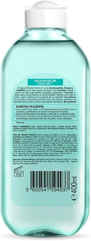 Garnier Skin Naturals Face Agua Micelar Pureactive, 400 ml