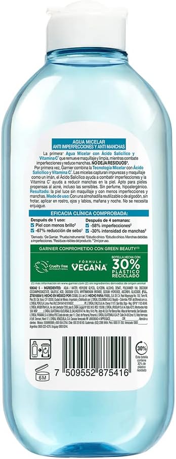 Garnier Skin Active Agua Micelar Anti Acne, 400 ml