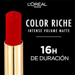 L'Oréal Paris Labial en Barra Mate con Ácido Hialurónico, Color Riche Intense Volume Matte