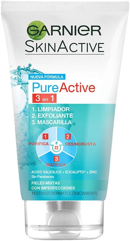 Garnier PureActive 3 en 1 Anti-Imperfecciones con Arcilla, 150ml