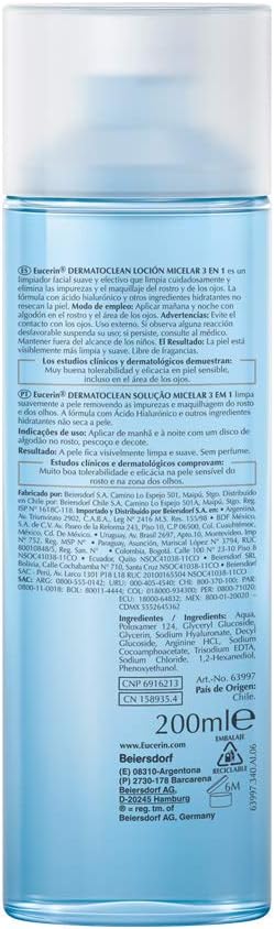 Eucerin Loción Micelar Facial DermatoClean para Todo tipo de piel, 200ml