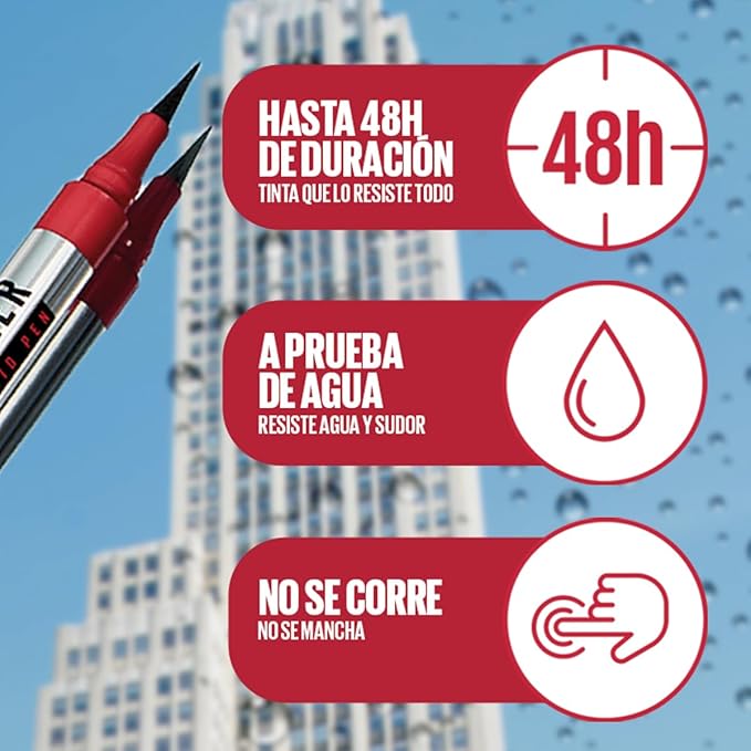 Maybelline Delineador de ojos en plumón Tattoo Liner Pen 48H*, Negro