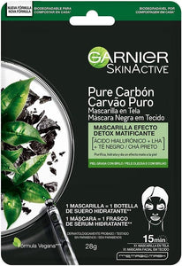Garnier Skin Naturals Face Mascarilla facial en tela para piel grasa con carbon