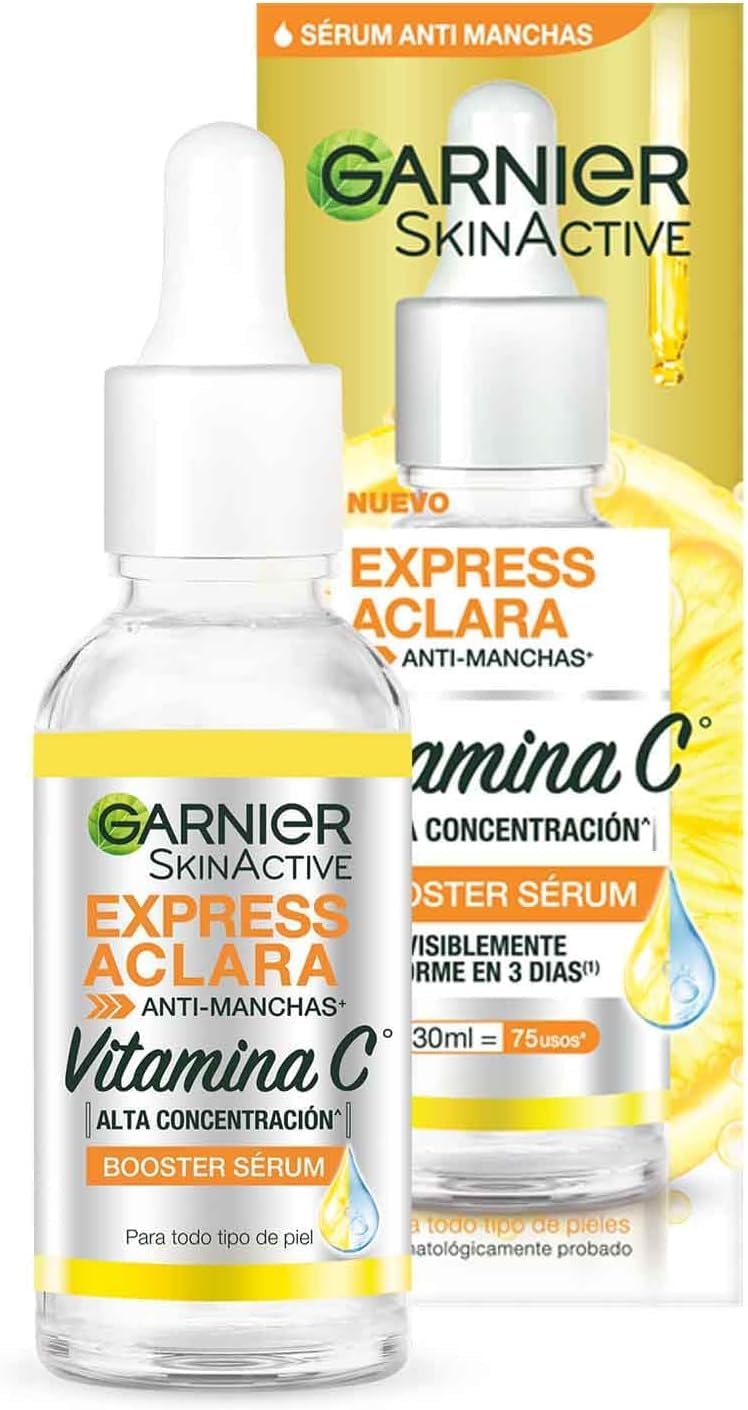 Garnier Express Aclara Sérum facial Anti manchas con Vitamina C, 30ml.