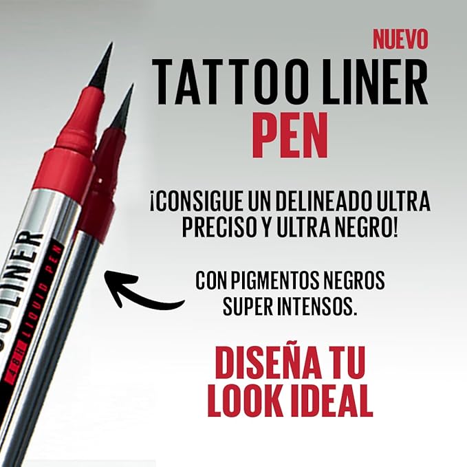 Maybelline Delineador de ojos en plumón Tattoo Liner Pen 48H*, Negro