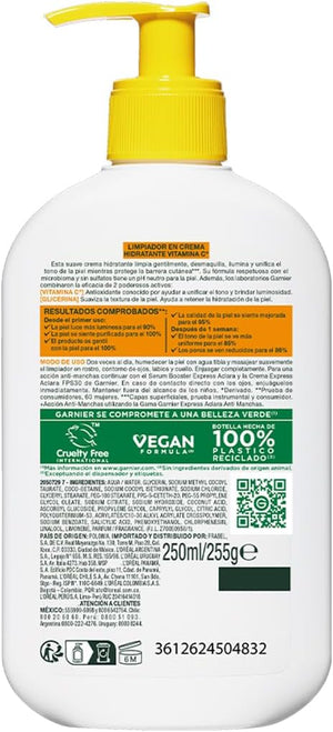 Garnier Skin Active Express Aclara Vitamina C Gel Limpiador Facial, Crema Hidratante 250ml