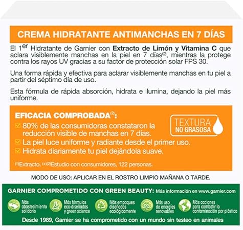 Garnier Skin Active Face Express Aclara Crema hidratante, tono uniforme con FPS30, 50 ml