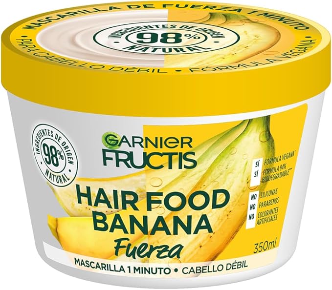 Garnier Fructis Hair Food Banana Mascarilla Fuerza para cabello débil, 350 ml.