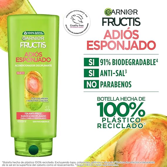 Garnier Fructis Adiós Esponjado Acondicionador Disciplinante Anrifrizz 650 ml