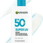 Garnier Super UV Protector Solar Facial Fluido Anti Imperfecciones con Acido Salicilico, Textura Invisible y Ligera, 40ml