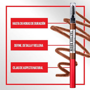 Conoce Tattoo Brow Lift tono Dark Brown De Maybelline New YorkEl delineador de cejas en barra para estilizarla y rellenarla, que no se transfiere ni se corre