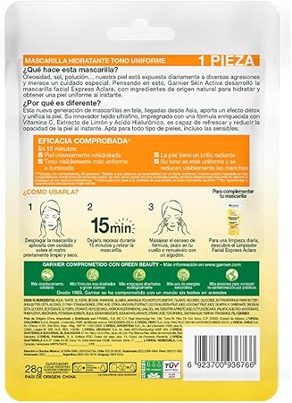 Garnier Skin Active, Mascarilla Facial en Tela, 28 g