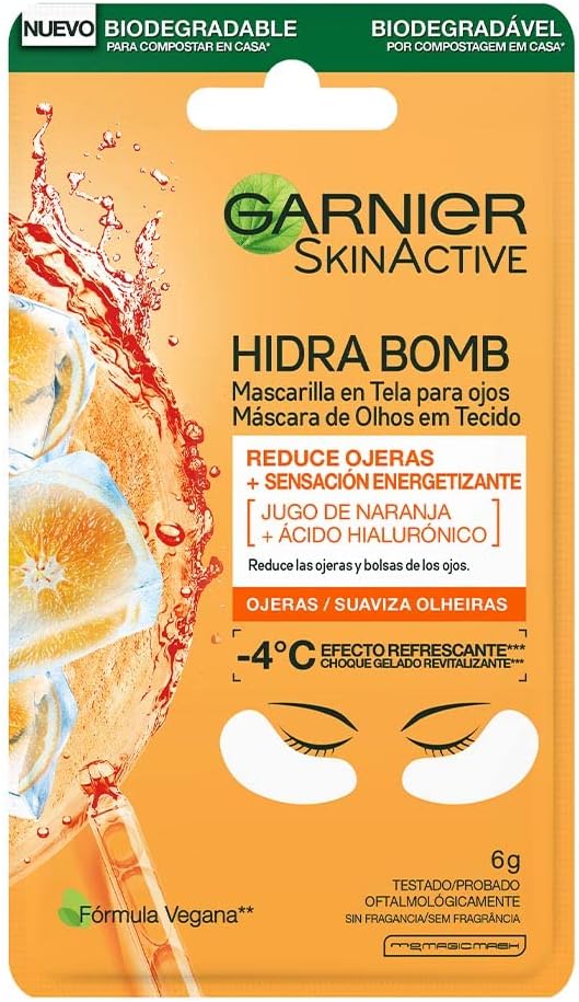 Garnier Skin Naturals Face Mascarilla facial en tela para ojos anti arrugas con naranja