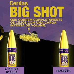 Maybelline Mascara para Pestanas Lavable, The Colossal Big Shot, Very Black, 9.7 ml