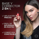 L'Oréal Paris Infallible Skin Ink Base de maquillaje y corrector 2 en 1 de larga duración y resistente a transferencias