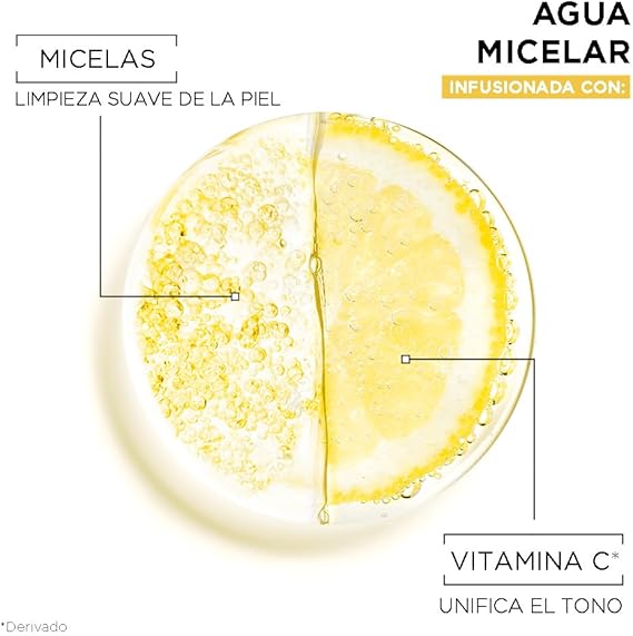 Garnier Express Aclara Agua micelar desmaquillante con Vitamina C Tono Uniforme, 400ml.