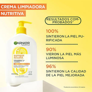 Garnier Skin Active Express Aclara Vitamina C Gel Limpiador Facial, Crema Hidratante 250ml