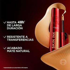L'Oréal Paris Infallible Skin Ink Base de maquillaje y corrector 2 en 1 de larga duración y resistente a transferencias