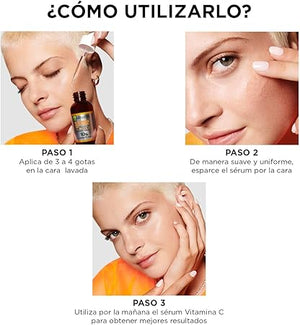 Garnier Express Aclara Serum Noche Antimanchas con 10% Vitamina C Pura para una Piel Radiante, reduce las Manchas durante la Noche, 30ml