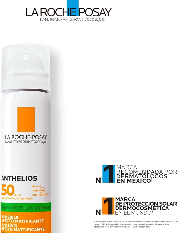 La Roche-Posay Anthelios Bruma Invisible Ultraligera FPS 50+ Protector Solar Facial Spray, 75ml