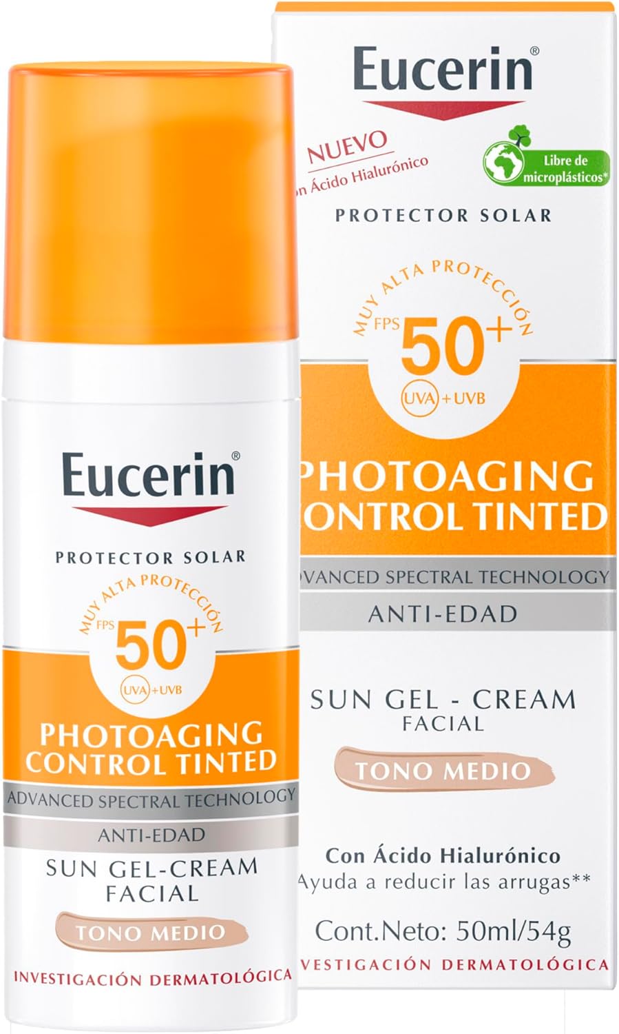 Eucerin Protector solar facial FPS 50+ CC Cream tono medio, Sun Creme, 50ml
