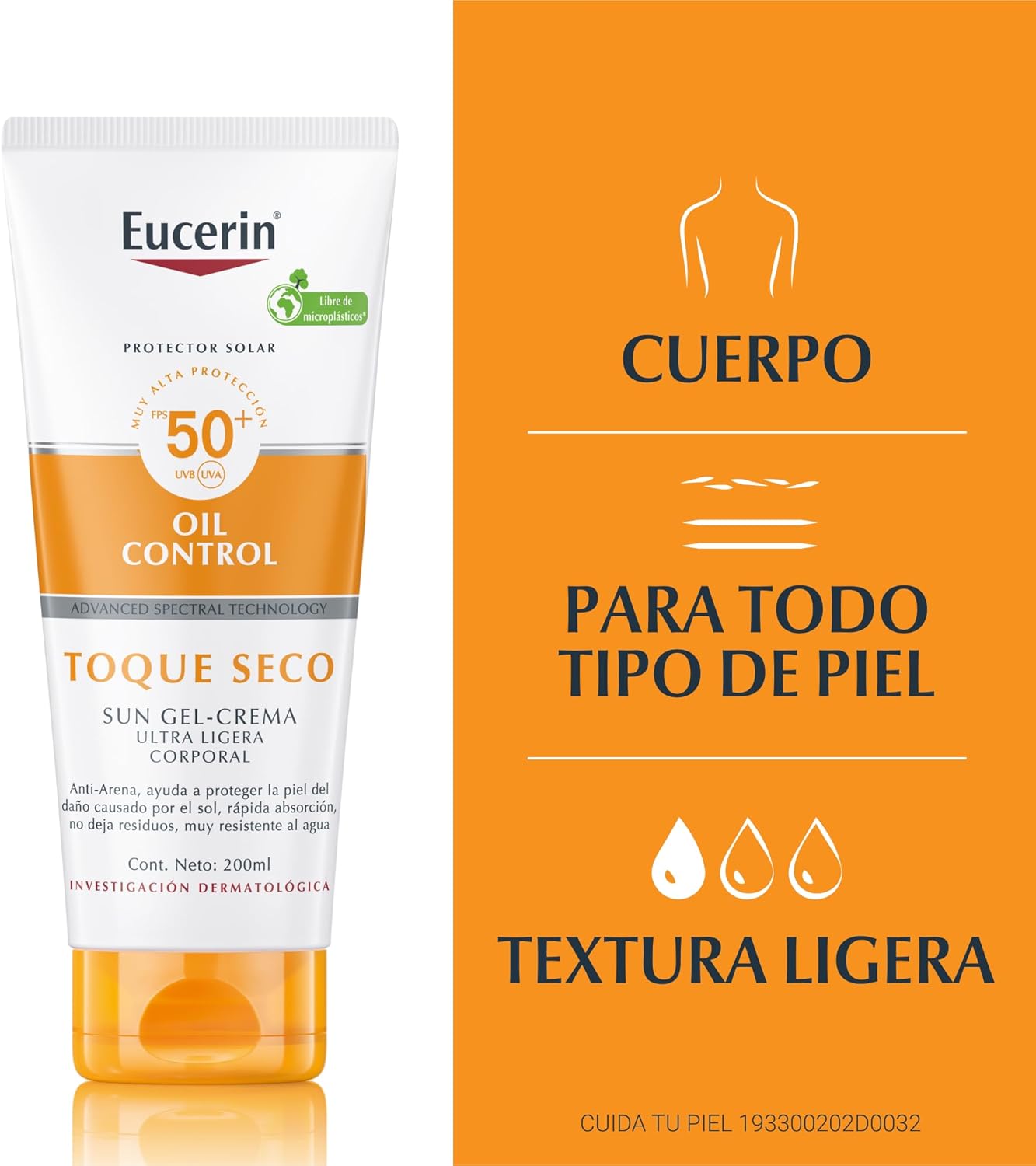 Eucerin Protector Solar Corporal Gel Cremal Oil Control FPS50 200ml Toque Seco