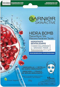 Garnier Skin Active Garnier skin active hidra bomb mascarilla facial en tela hidratante revitalizante con granada acido hialuronico de origen natural