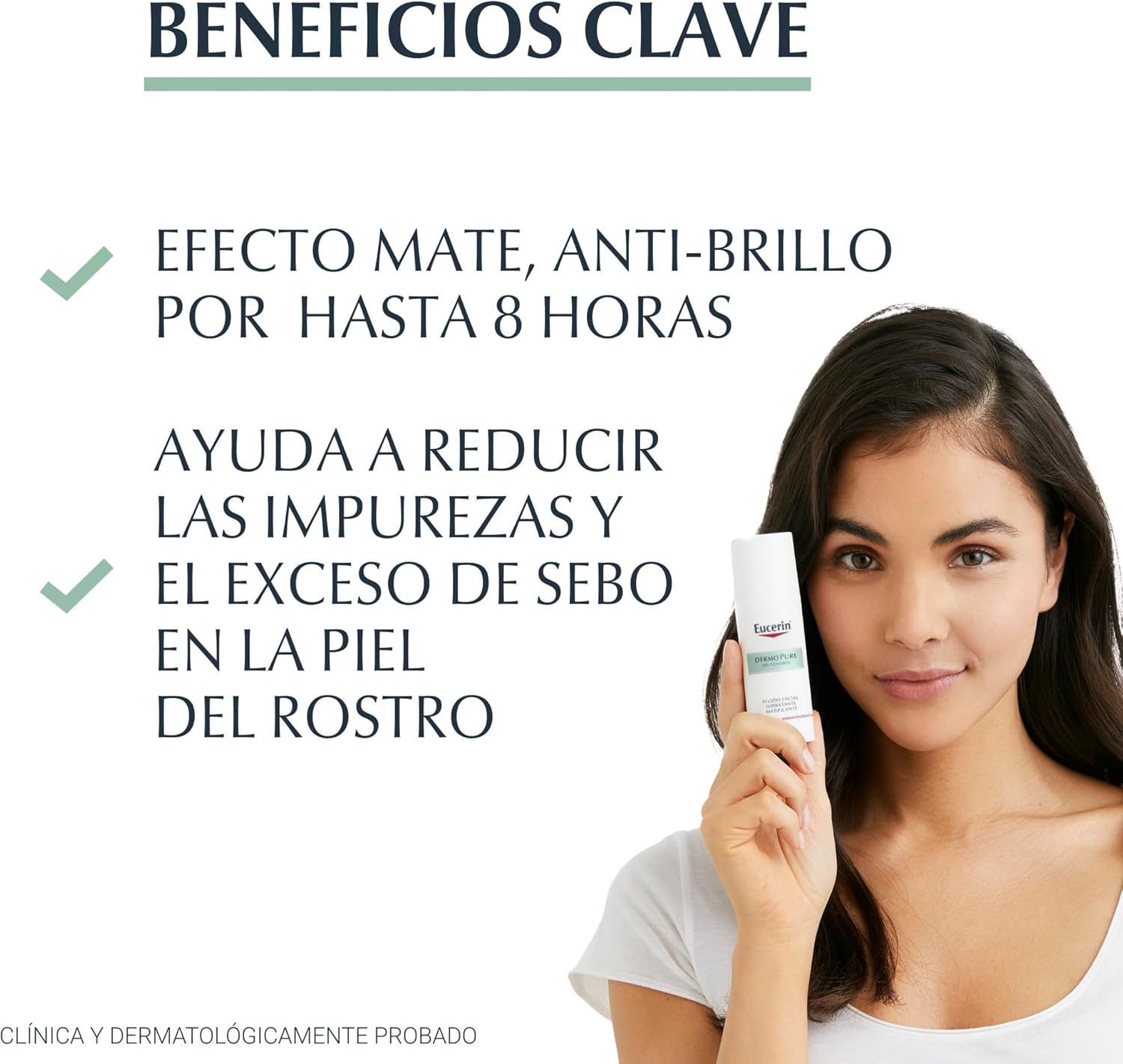 Eucerin Fluido Facial Hidratante Matificante para piel grasa, 50 ml