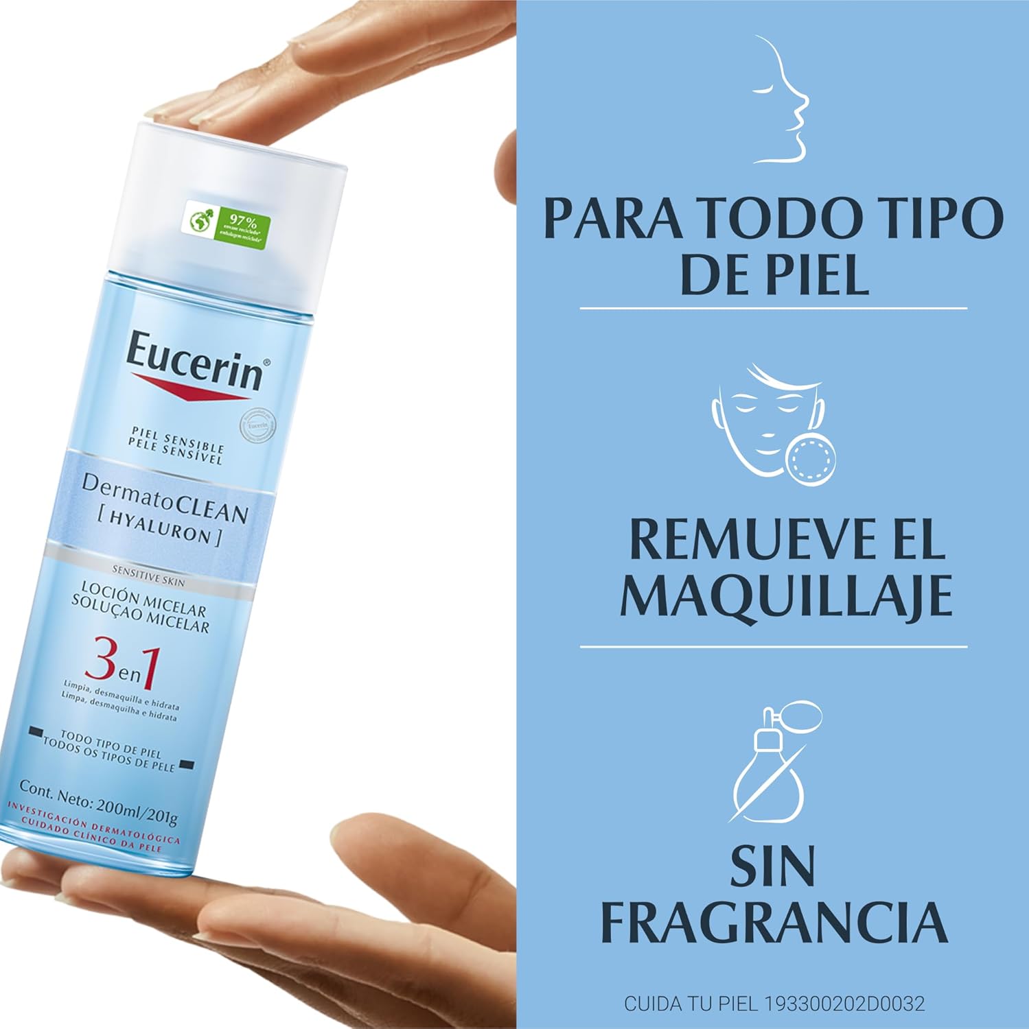 Eucerin Loción Micelar Facial DermatoClean para Todo tipo de piel, 200ml