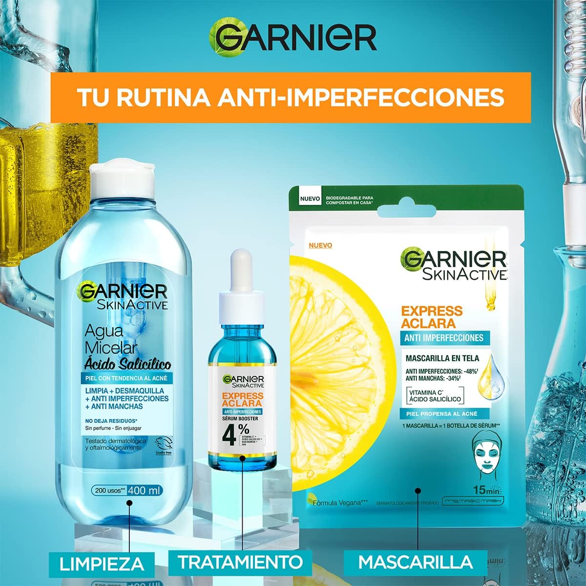 Garnier Skin Active Agua Micelar Anti Acne, 400 ml