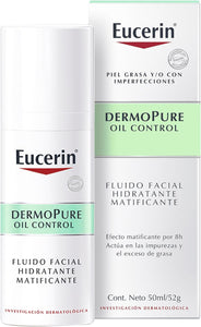 Eucerin Fluido Facial Hidratante Matificante para piel grasa, 50 ml