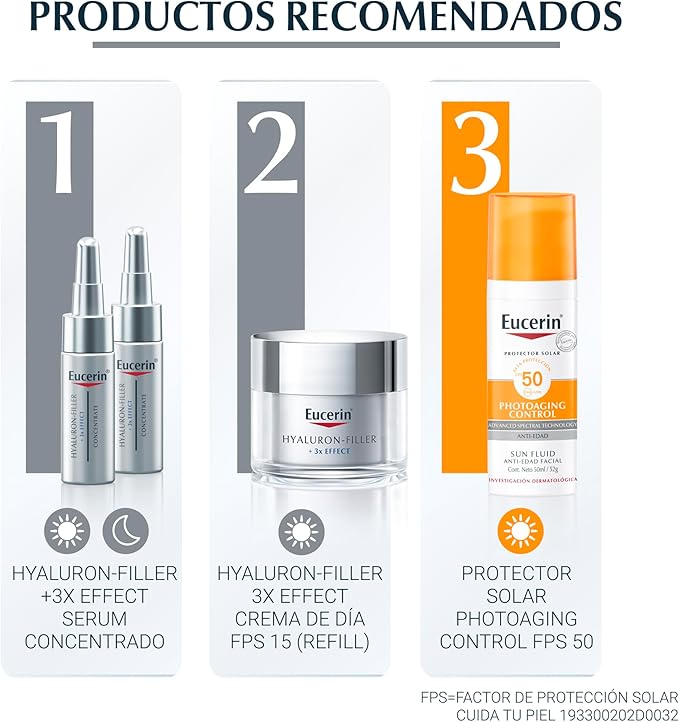 Eucerin Crema dia FPS 15+ ácido hialurónico Hyaluron Filler, 50 ml