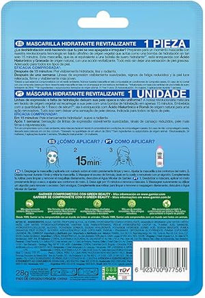 Garnier Skin Active Garnier skin active hidra bomb mascarilla facial en tela hidratante revitalizante con granada acido hialuronico de origen natural