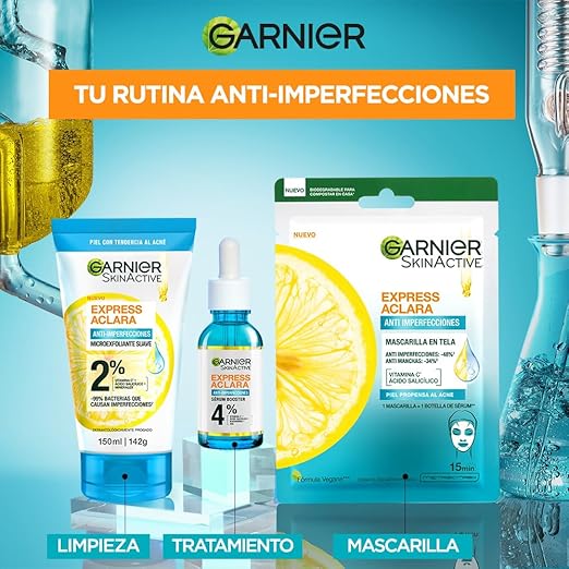 Garnier Express Aclara Sérum Anti-imperfecciones con Ácido Salicílico y Vitamina C, 30ml.