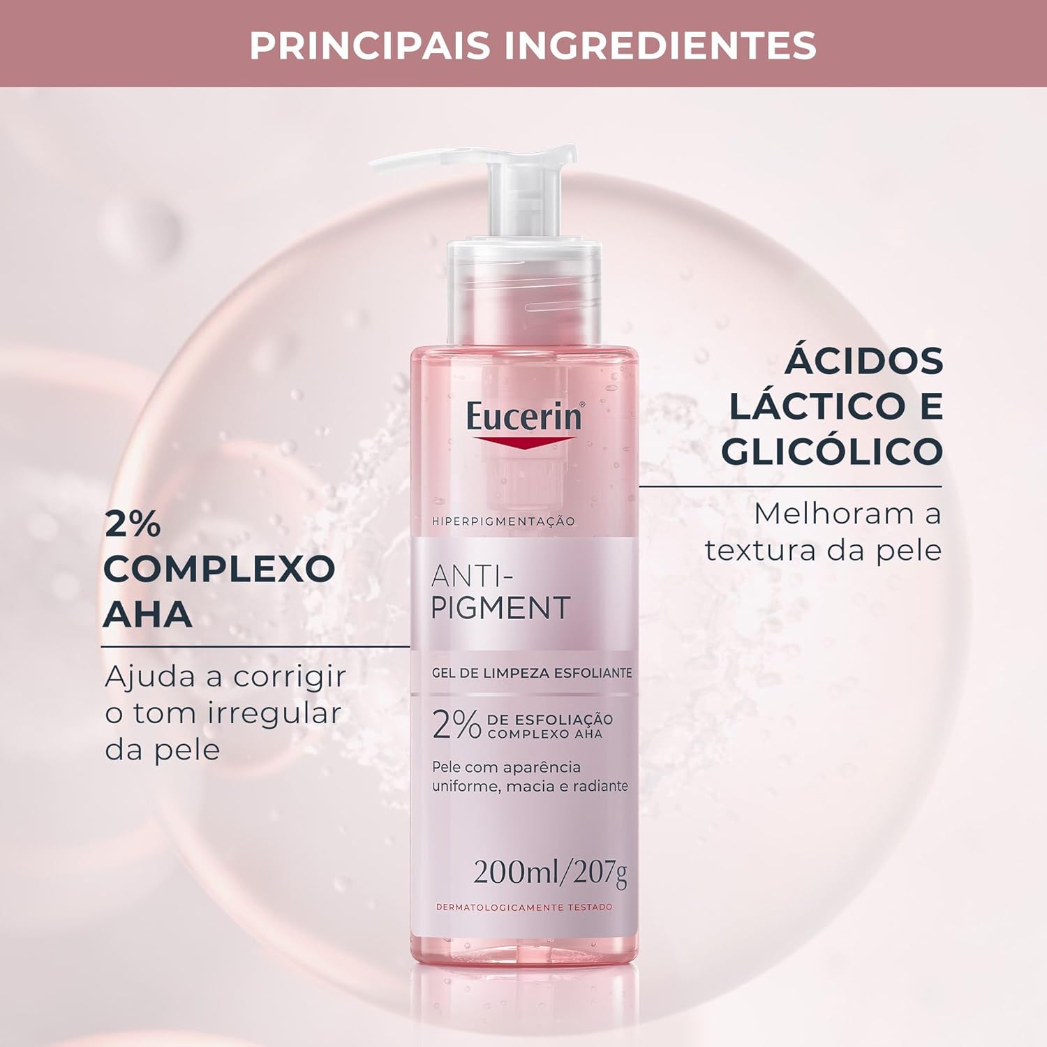 Eucerin Anti-Pigment Gel Limpiador Facial 200ml Exfoliante Gentil Anti Manchas.