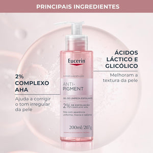 Eucerin Anti-Pigment Gel Limpiador Facial 200ml Exfoliante Gentil Anti Manchas.
