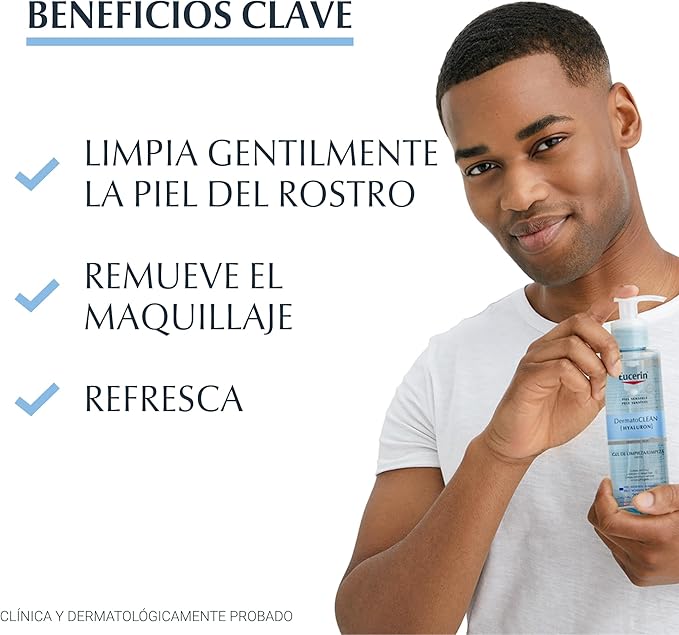 Eucerin Gel Limpiador Facial DermatoClean para piel normal a mixta, 200ml