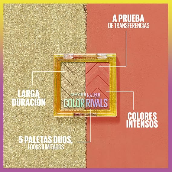 Maybelline Sombras de Ojos de larga duración, a prueba de agua, Color Rivals