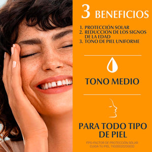 Eucerin Protector solar facial FPS 50+ CC Cream tono medio, Sun Creme, 50ml