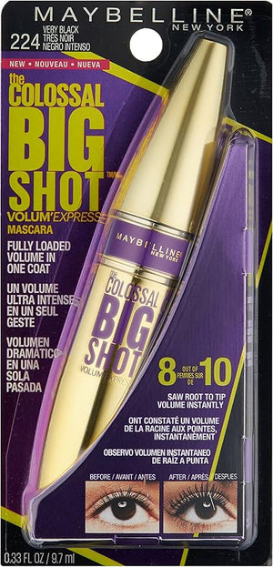 Maybelline Mascara para Pestanas Lavable, The Colossal Big Shot, Very Black, 9.7 ml