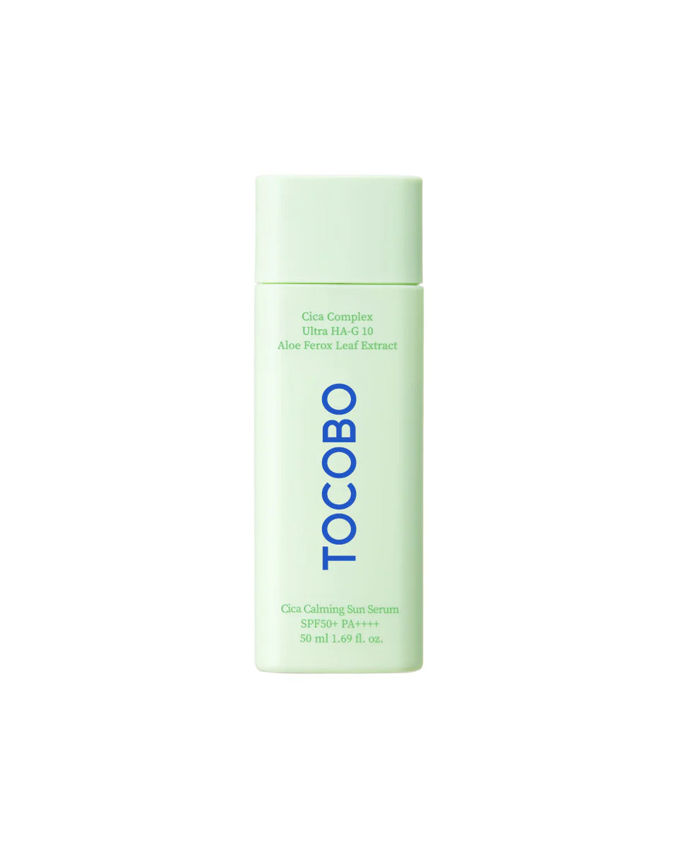 TOCOBO Cica Calming Sun Serum SPF 50+ — Protector solar calmante vegano