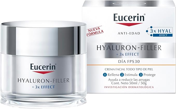 Eucerin Hyaluron-Filler, Crema Facial de Día Anti Arrugas con Protección Solar FPS 30