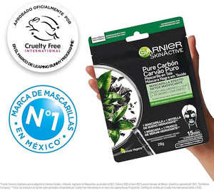 Garnier Skin Naturals Face Mascarilla facial en tela para piel grasa con carbon