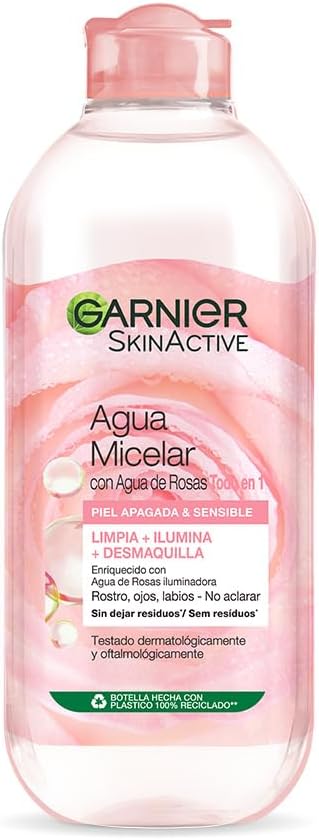 Garnier Skin Active Agua micelar desmaquillante con Agua de Rosas, 400ml.